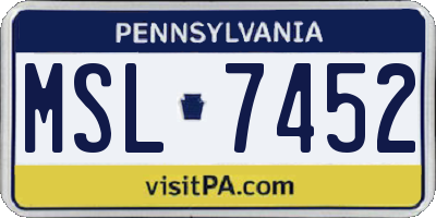 PA license plate MSL7452