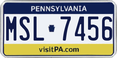 PA license plate MSL7456