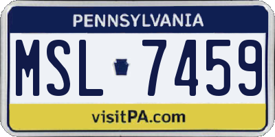 PA license plate MSL7459