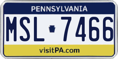 PA license plate MSL7466