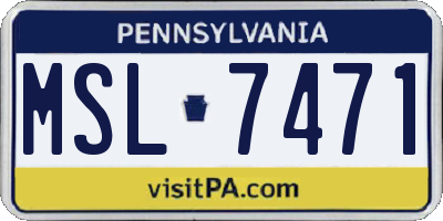 PA license plate MSL7471