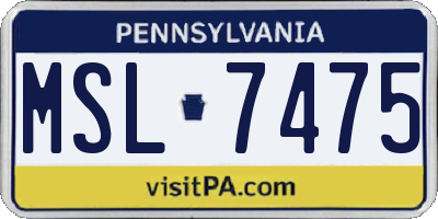 PA license plate MSL7475