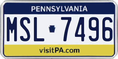 PA license plate MSL7496