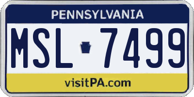 PA license plate MSL7499