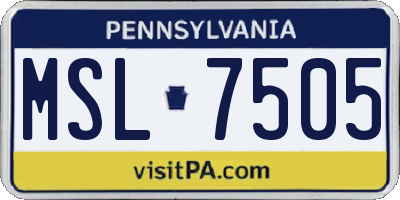 PA license plate MSL7505