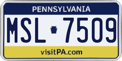 PA license plate MSL7509