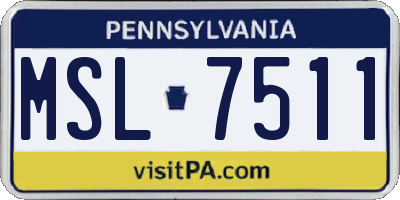 PA license plate MSL7511