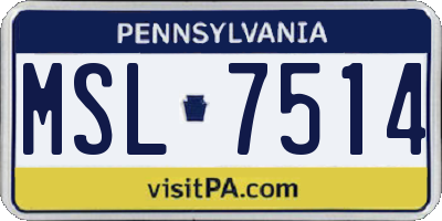 PA license plate MSL7514
