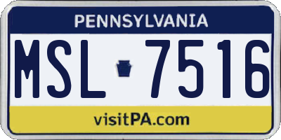 PA license plate MSL7516