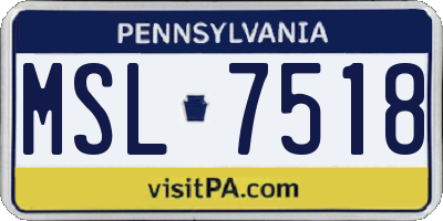 PA license plate MSL7518