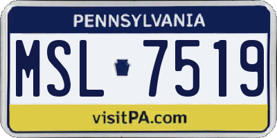 PA license plate MSL7519