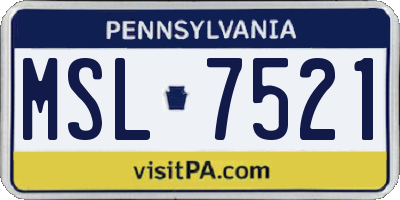 PA license plate MSL7521