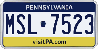 PA license plate MSL7523