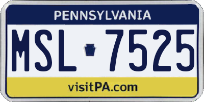 PA license plate MSL7525