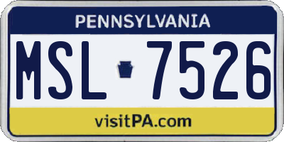 PA license plate MSL7526