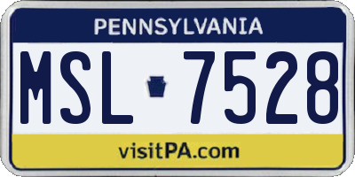 PA license plate MSL7528