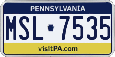 PA license plate MSL7535