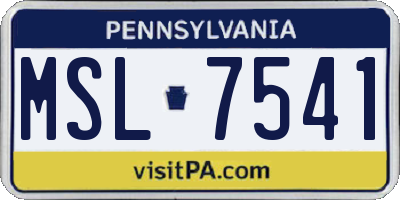 PA license plate MSL7541
