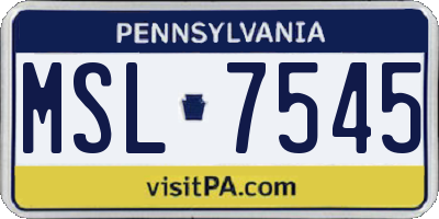 PA license plate MSL7545