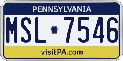 PA license plate MSL7546