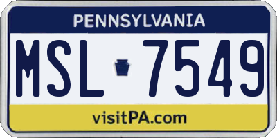 PA license plate MSL7549