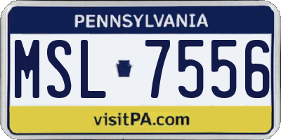 PA license plate MSL7556