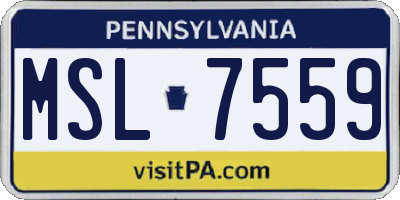 PA license plate MSL7559