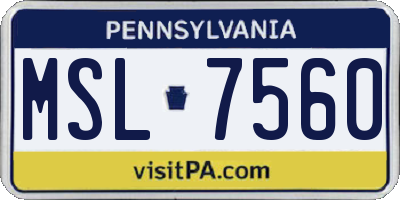 PA license plate MSL7560