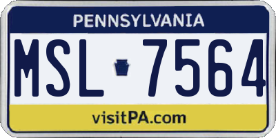 PA license plate MSL7564