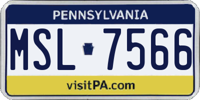 PA license plate MSL7566