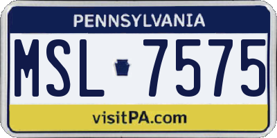 PA license plate MSL7575