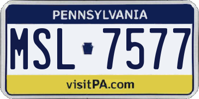 PA license plate MSL7577
