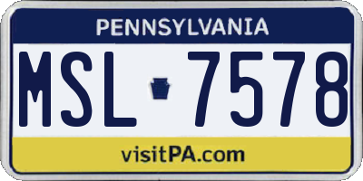 PA license plate MSL7578