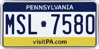 PA license plate MSL7580