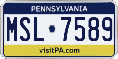PA license plate MSL7589