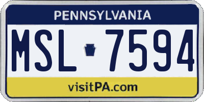 PA license plate MSL7594