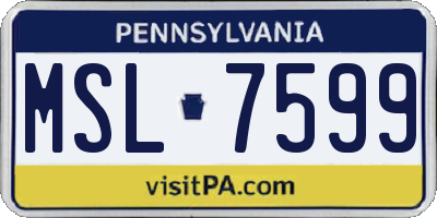 PA license plate MSL7599