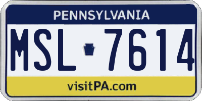 PA license plate MSL7614