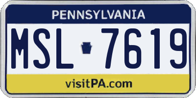 PA license plate MSL7619