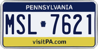 PA license plate MSL7621