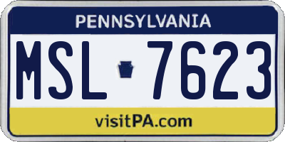 PA license plate MSL7623