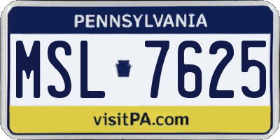 PA license plate MSL7625