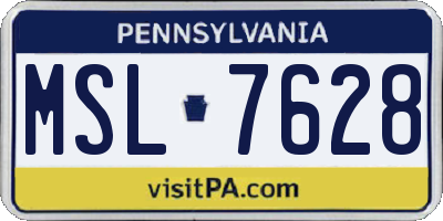 PA license plate MSL7628