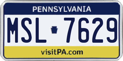 PA license plate MSL7629