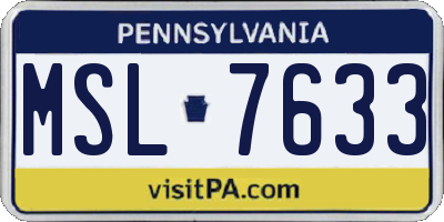 PA license plate MSL7633