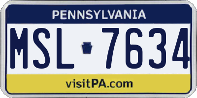 PA license plate MSL7634