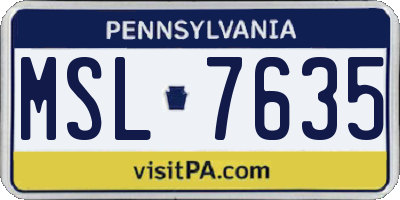 PA license plate MSL7635