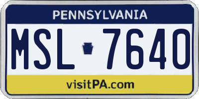 PA license plate MSL7640