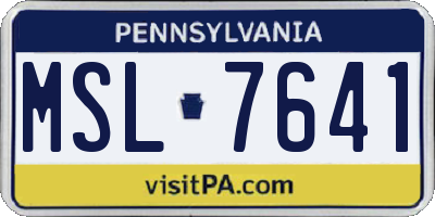 PA license plate MSL7641