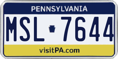 PA license plate MSL7644